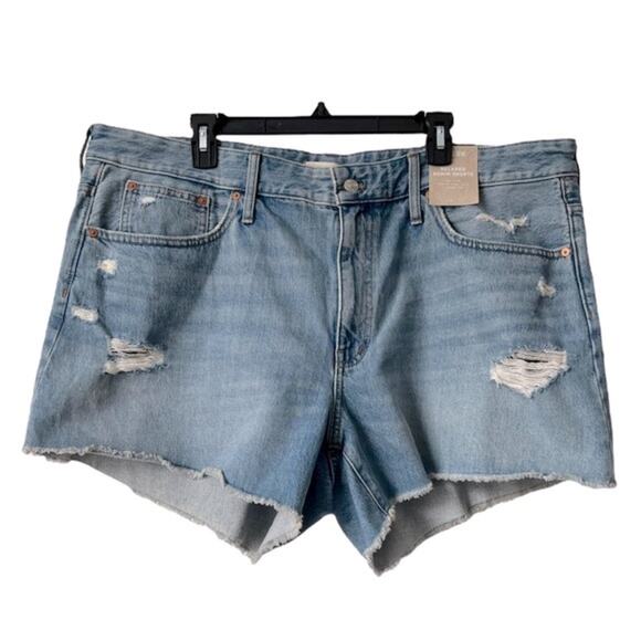Madewell Relaxed Denim Distressed Raw Hem Jeans Shorts Size 18W - Picture 3 of 15